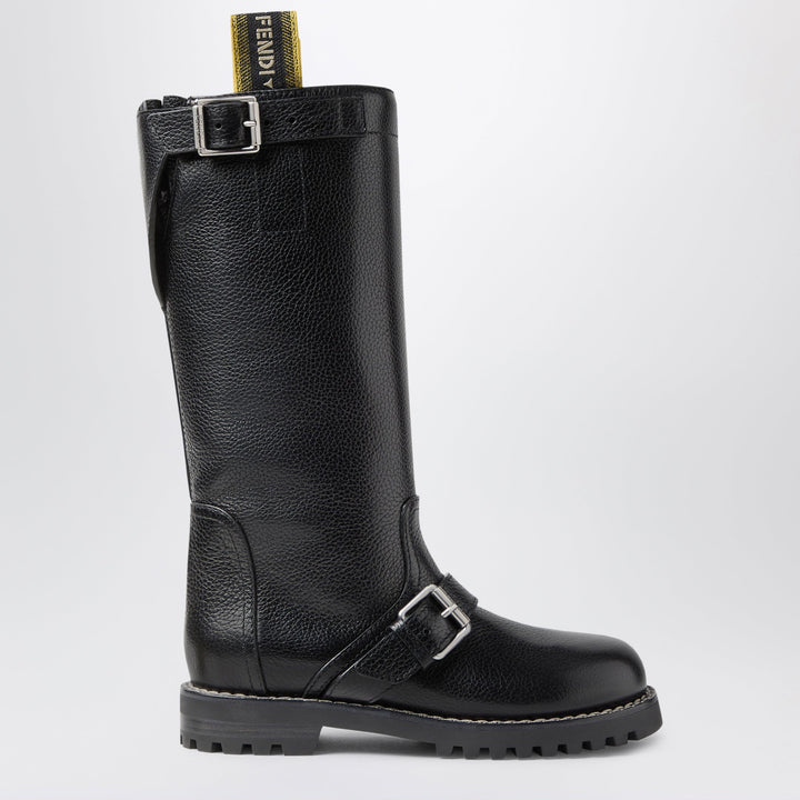 Fendi Black Commando Boots In Calfskin