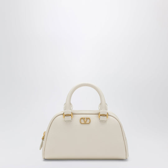 Ivory V Logo Signature Mini Duffle Bag In Grained Calfskin