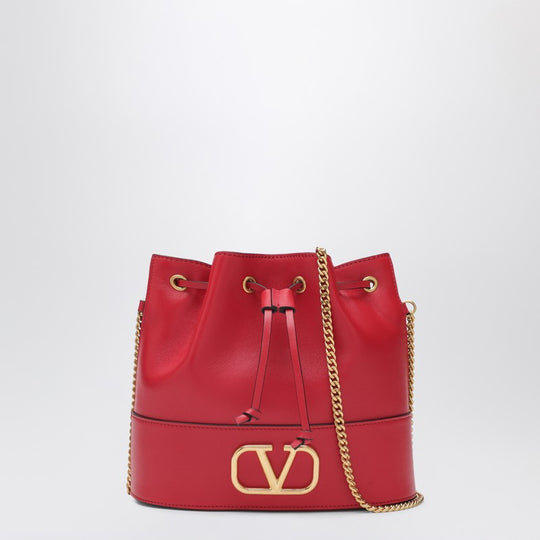 Vlogo Red Leather Bucket Bag