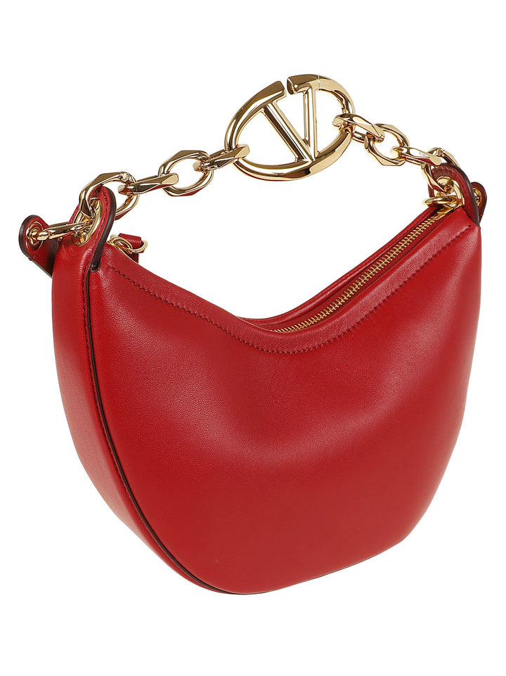 V Logo Moon Handbags Red