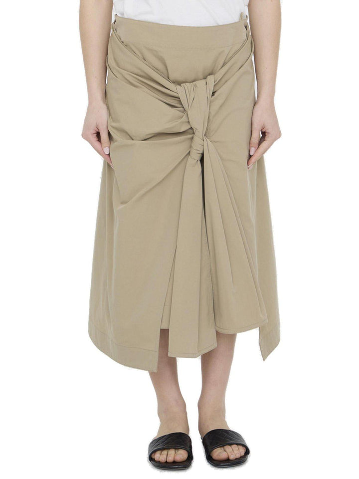 Compact Cotton Midi Skirt Skirts Beige