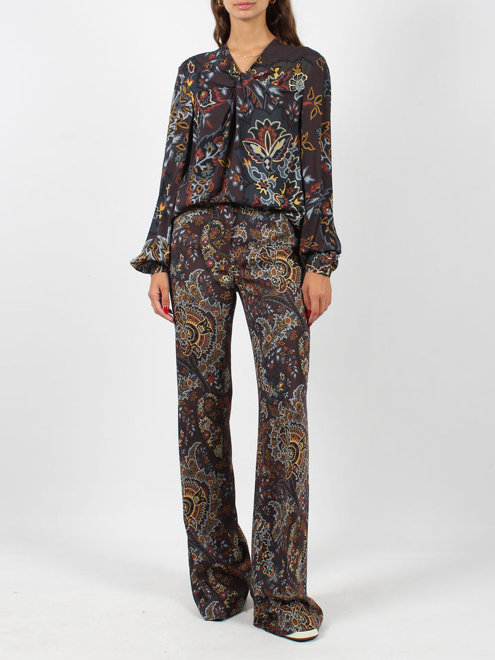 Floreal paisley flared trousers