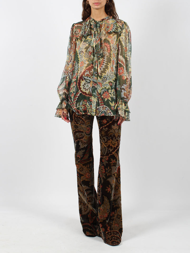 Paisley flared trousers