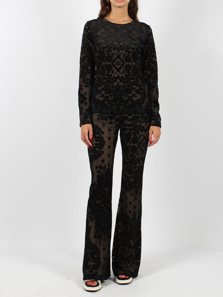 Velvet jacquard tulle top