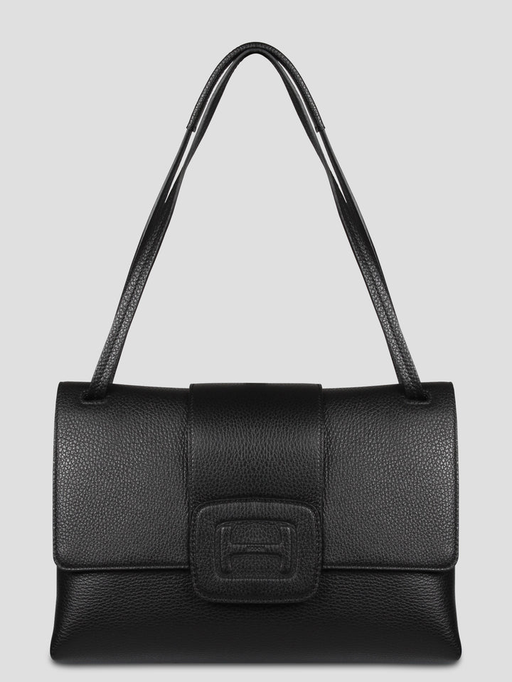 Embossed logo shoulder bag