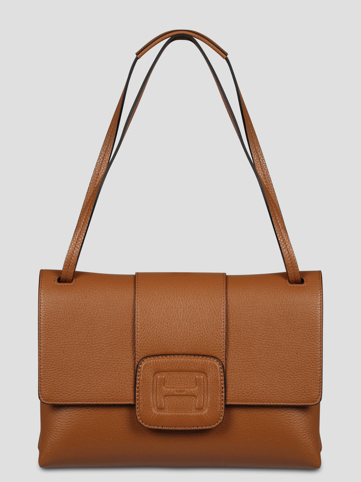 Embossed logo shoulder bag