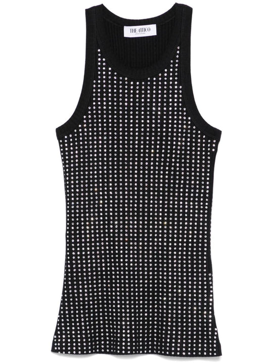 Tank Top With Crystal Decoration