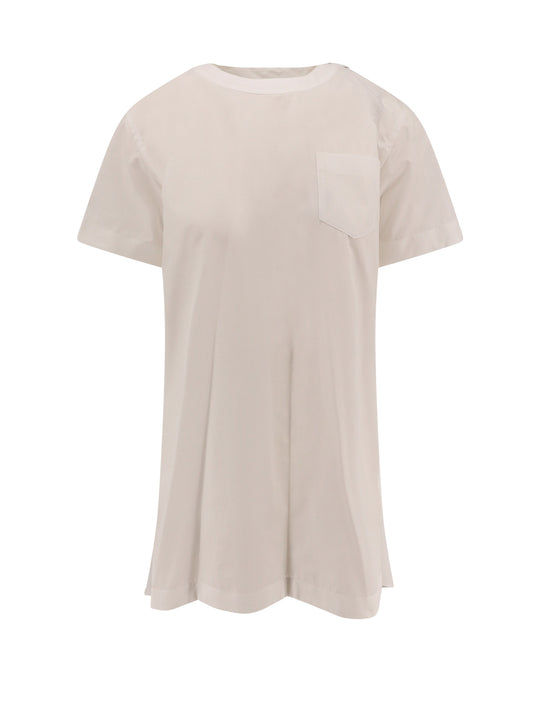 Dress With Draped Cotton Inserts On The Back