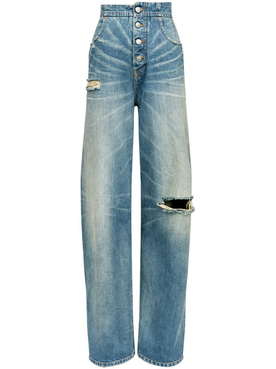 Straight Jeans With A Worn Effect