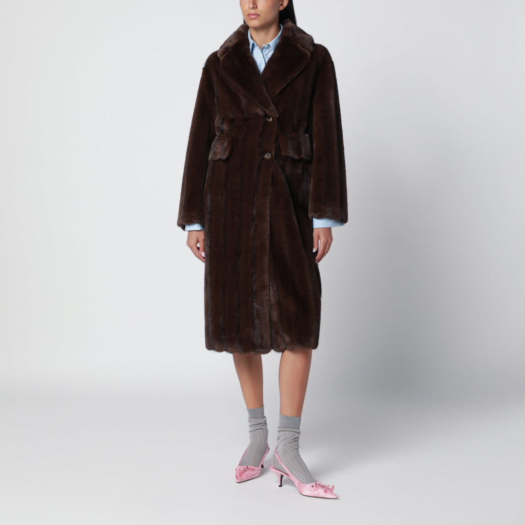 Sword 6644 Dark Brown Faux Fur Coat