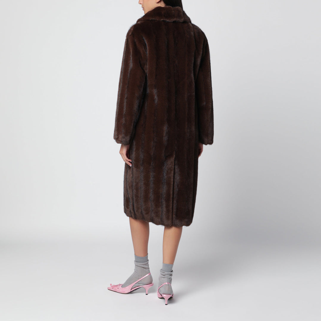 Sword 6644 Dark Brown Faux Fur Coat