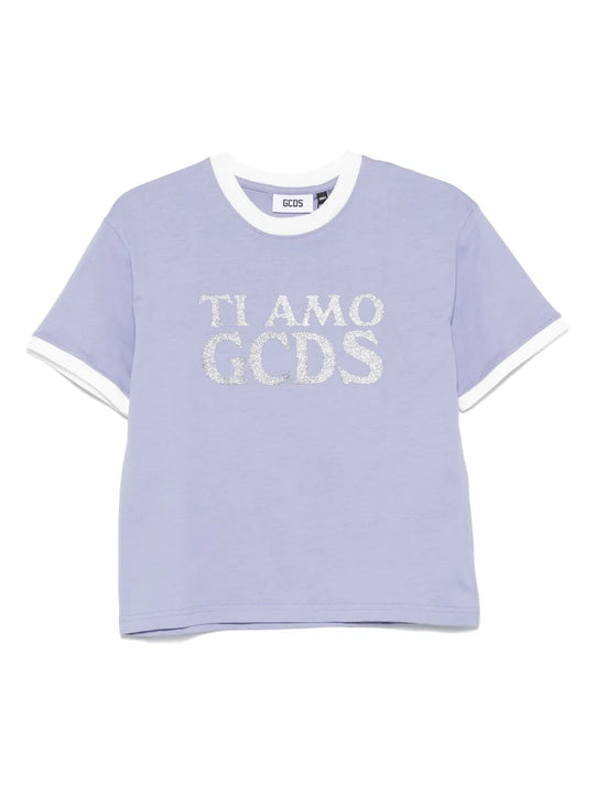 Boxy T-Shirt With Glitter Ti Amo Gcds