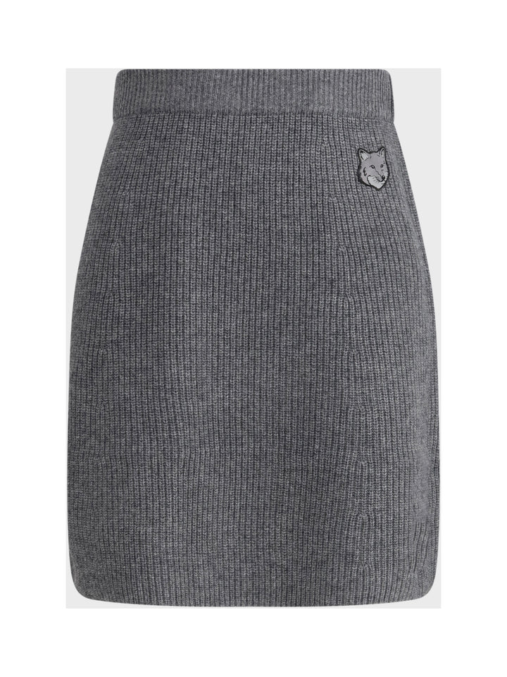 BOLD FOX HEAD PATCH SHORT RIBBED SKIRT