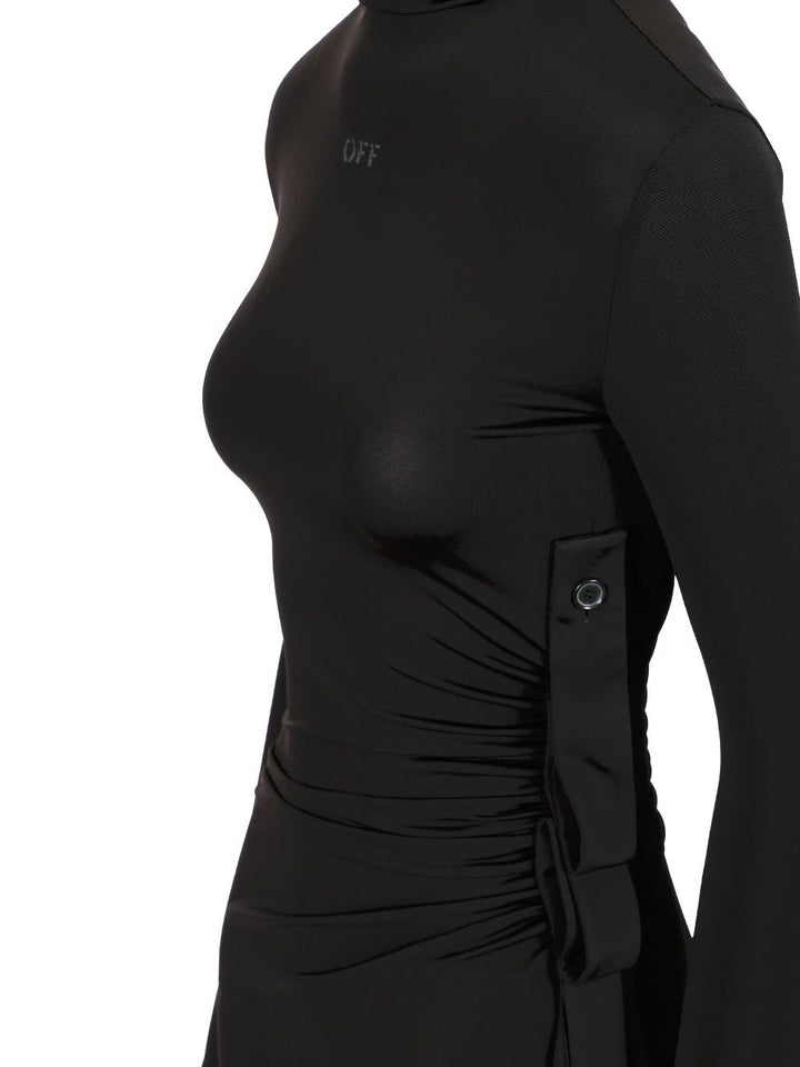 Sec Skin Draped Mini Dress Ls Black - Bl Dresses Black