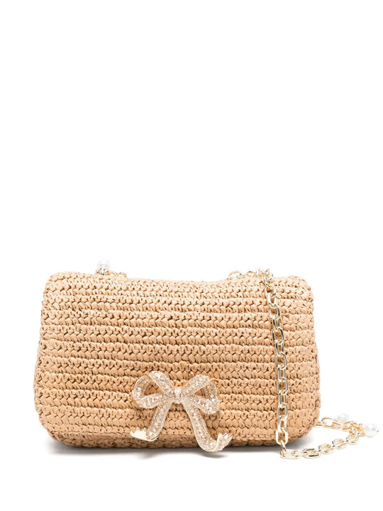 Raffia Bow Crossbody Bag