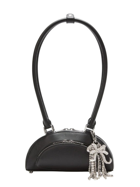Mini Black Leather Charm Crossbody Bag