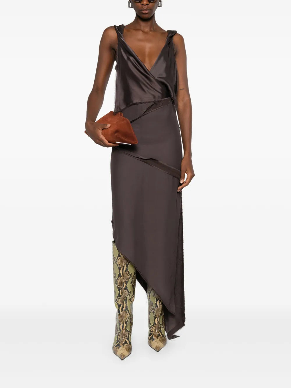 The Attico Dress Brown | Wanan Luxury The Attico Dress Brown | Wanan Luxury