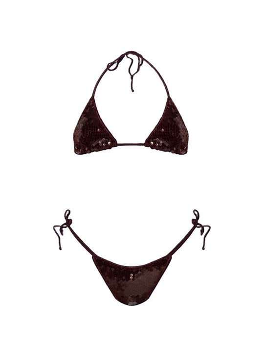 Oseree Burgundy Two-Piece Swimsuit