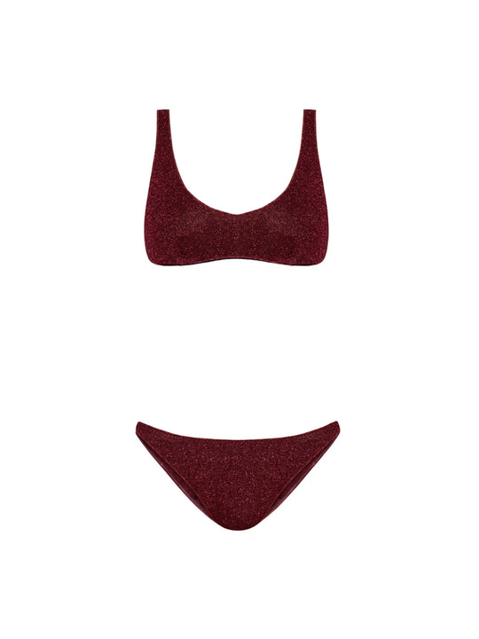 Oseree Burgundy Two-Piece Swimsuit