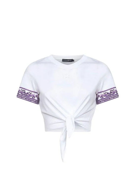 Cotton T-Shirt With Logo Application