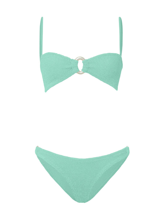 Misty Pearl Circle Bikini, Metallic Mint