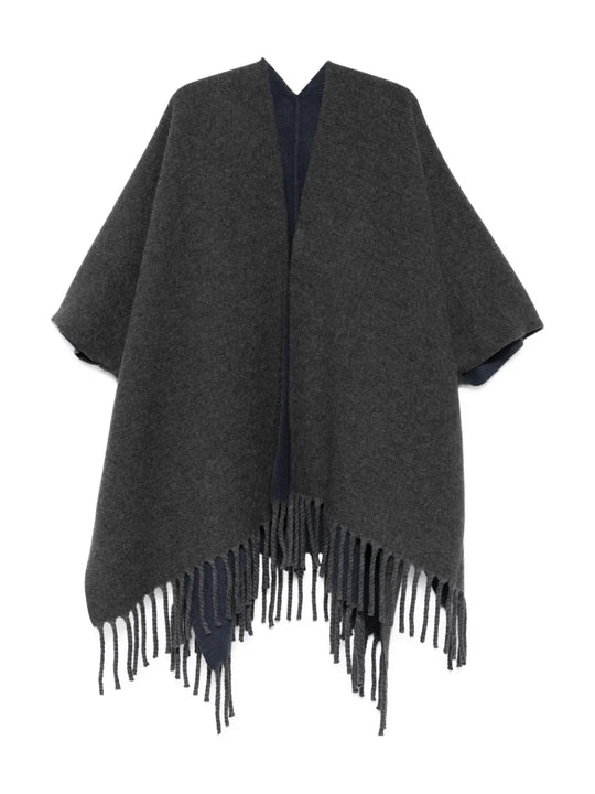 Open Poncho With Fringes