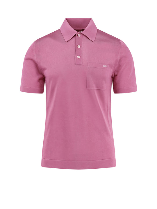 Silk Polo Shirt With Lateral Intarsia