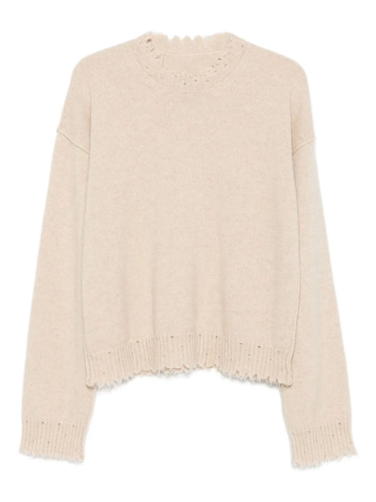 Cashmere Sweater With Fringed Hem