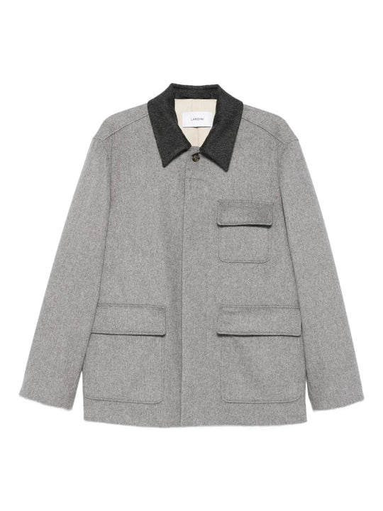 Wool Shirt Jacket With Contrasting Collar