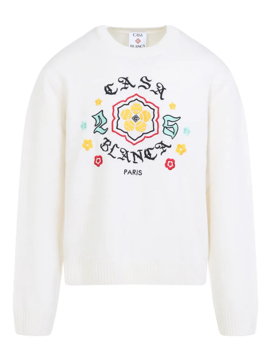 Crewneck Sweater With Floral Embroidery