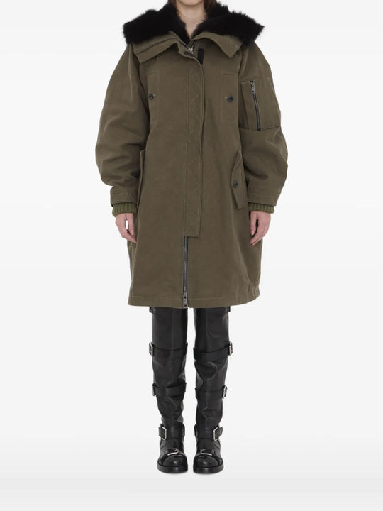 Padded Coat With Faux Fur Trim