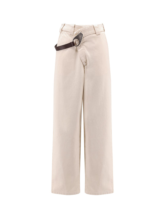 Reimagine By Pinko X Patrick Mcdowell Cotton Trousers With Crossover And Belt