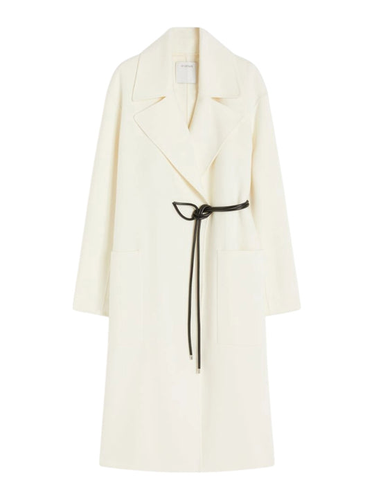 Double-Faced Wool Wrap Coat - Latte
