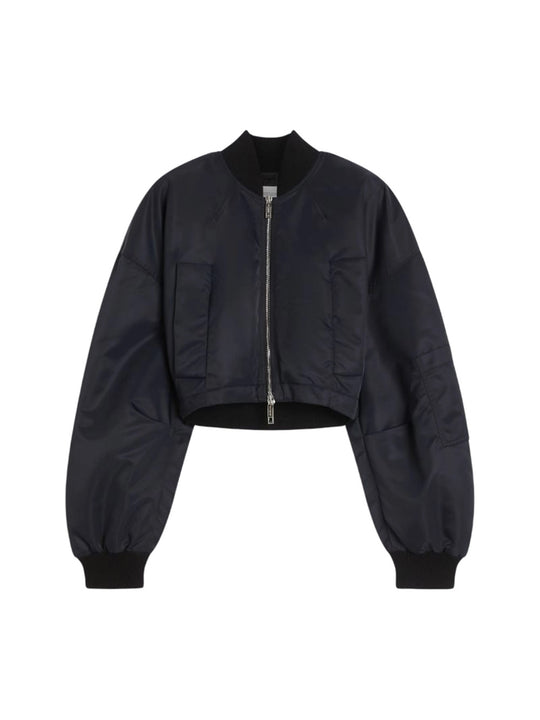 Water-Repellent Twill Bomber Jacket - Black