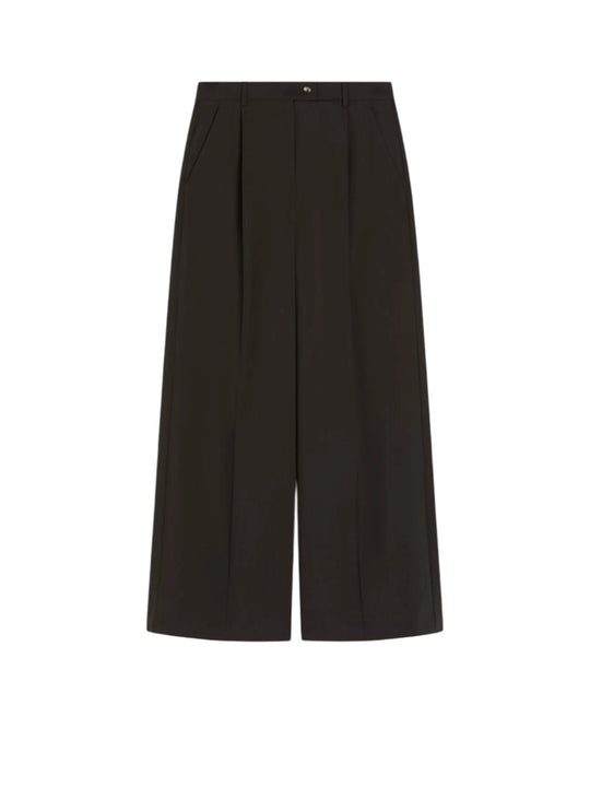 Oversized Stretch Wool Trousers - Dark Brown