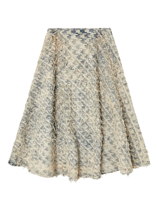 Houndstooth Denim Skirt