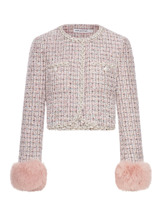 Jacket With Pink Bouclé Fur Cuffs