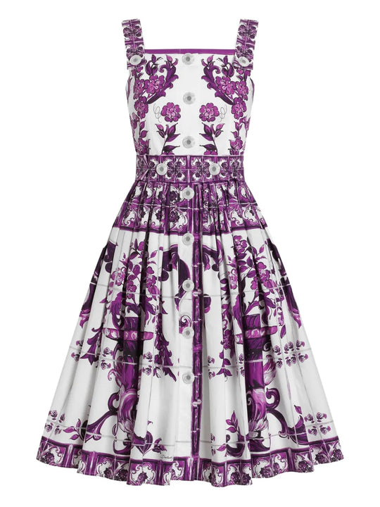 Majolica Print Midi Dress
