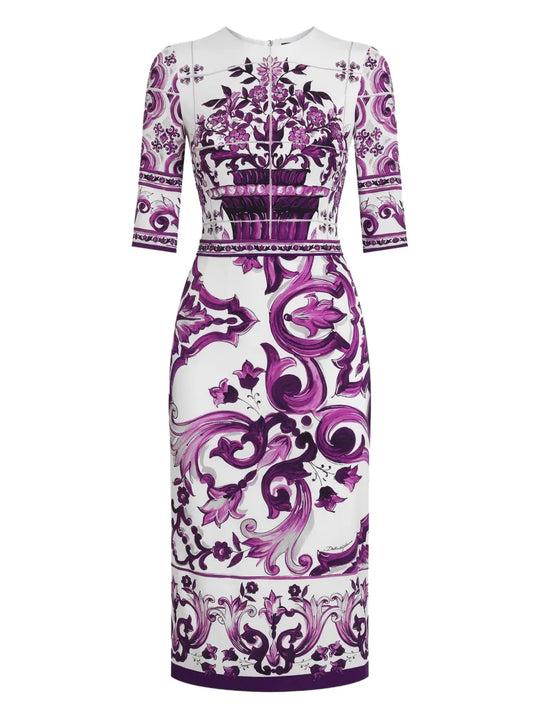 Midi Dress With Majolica Print