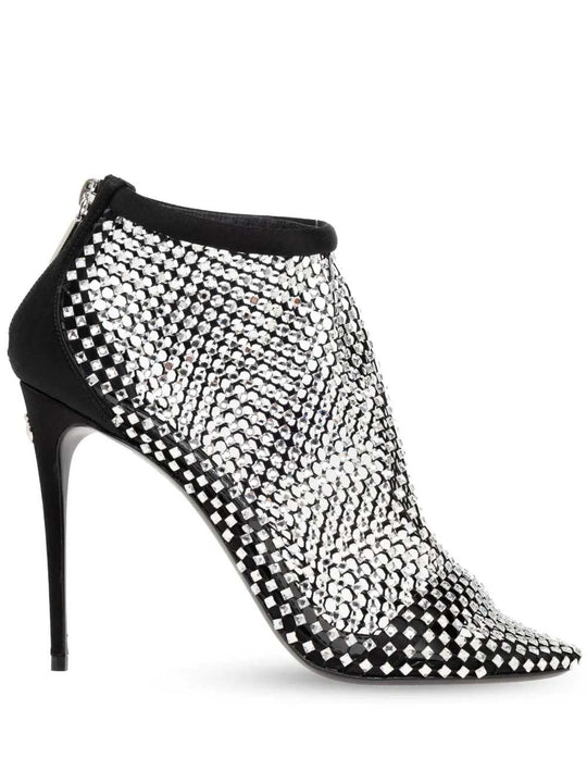 110mm Leather Pumps With Mesh Inserts