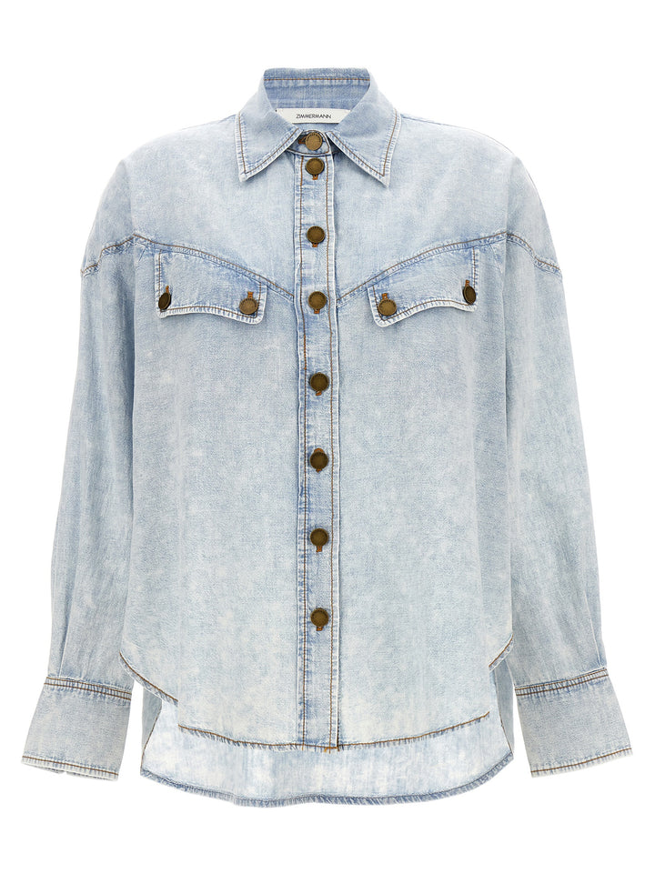 Denim Shirt Shirt, Blouse Light Blue