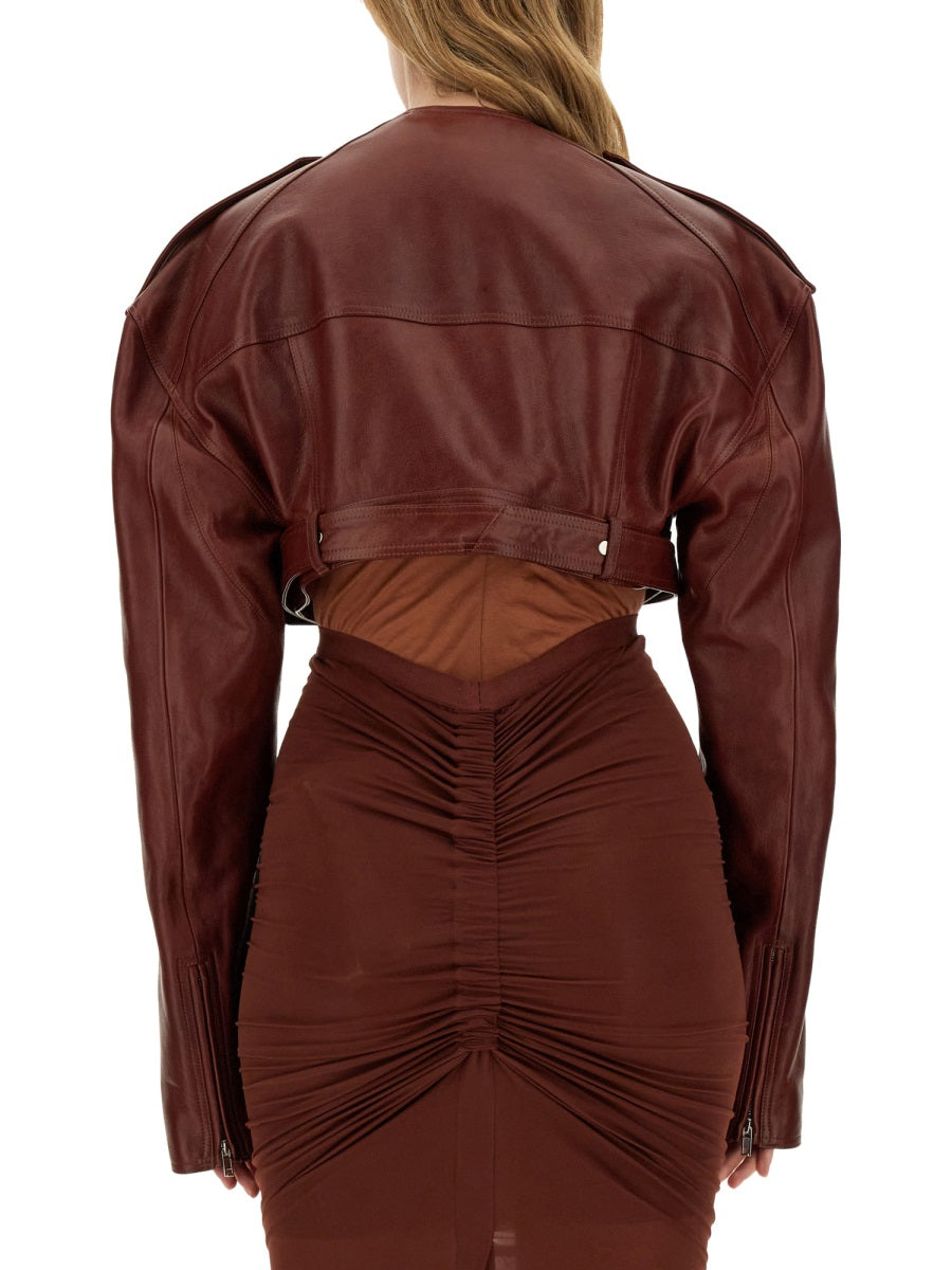 Rick Owens Leather Jackets - Burgundy | Wanan Luxury