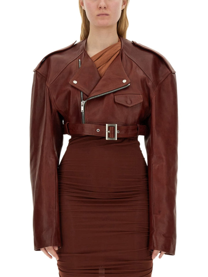 Rick Owens Leather Jackets - Burgundy | Wanan Luxury