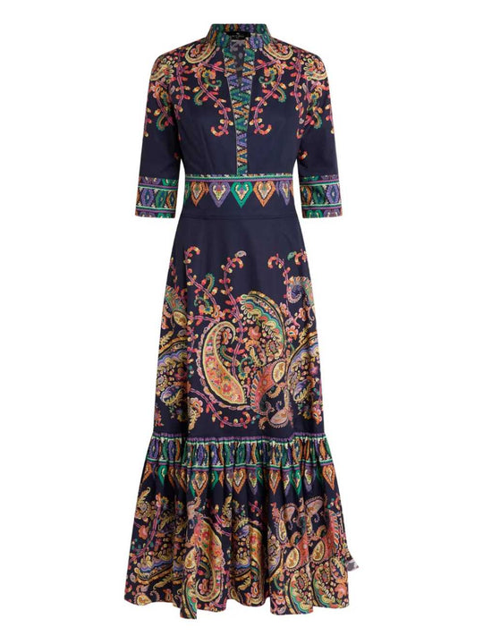 Long Paisley Print Dress