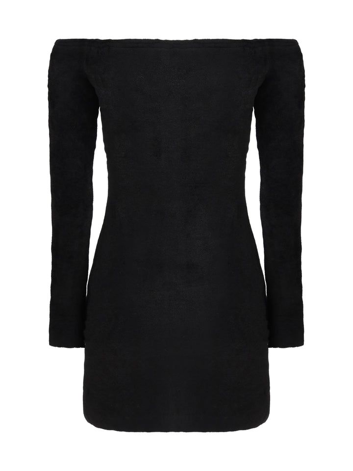 BLACK CHENILLE KNIT MINI DRESS