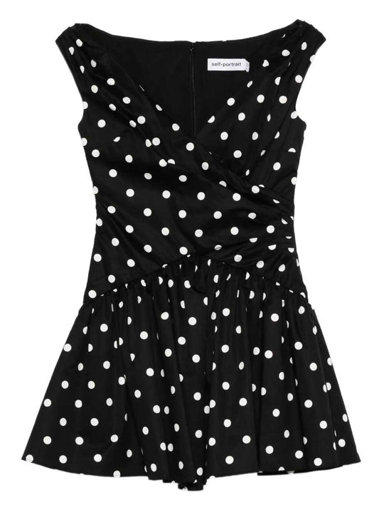Polka-Dot V-Neck Mini Dress
