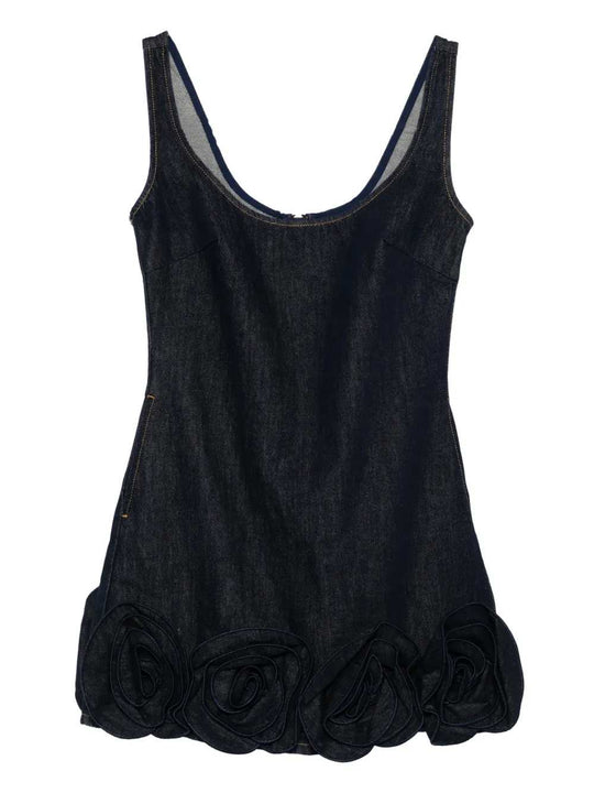 Short Dress With Floral Appliqué