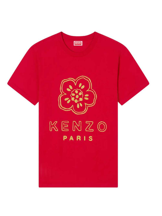 Slim-Fit Cotton T-Shirt With Embroidered "Boke Flower"