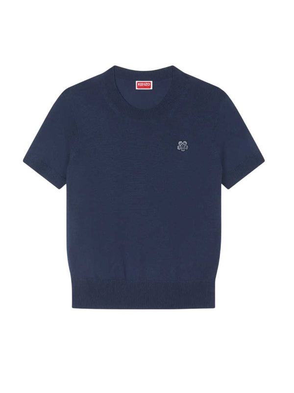 "Boke Flower" Merino Wool Short-Sleeve Top