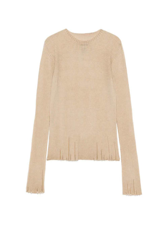 Frayed Ribbed Blouse